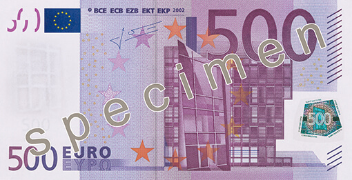 500 euron setelin etupuoli