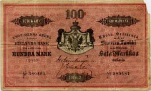 100 markkaa 1882