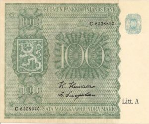 100 markkaa 1945