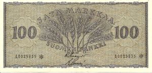 100 markkaa 1955