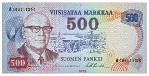 Kekkonen 500 markkaa 1975